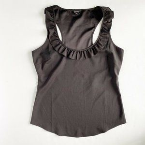 Black Racerback Ruffle Trim Tank Blouse Medium